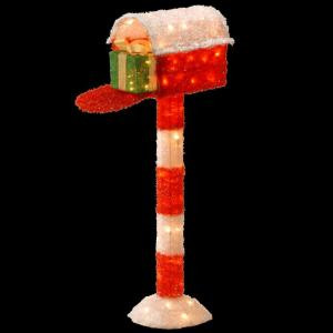 National Tree Company Pre-Lit 48 in. Tinsel Mailbox with Gift-MZMB-300-48 300493497