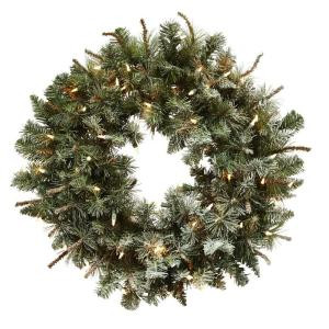 Nearly Natural 30 in. Lighted Frosted Pine Artificial Wreath-4861 206585508