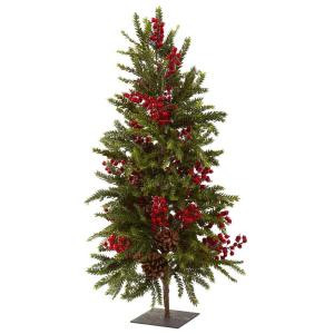 Nearly Natural 36 in. Pine and Berry Christmas Tree-5350 204688037