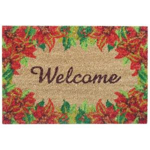 Nedia Home Poinsettia Welcome 16 in. x 24 in. SuperScraper Vinyl/Coir Door Mat-33035 300887844