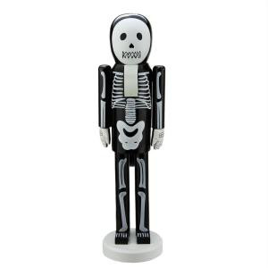 Northlight 14 in. Black and White Skeleton Wooden Halloween Nutcracker-31741959 302267609