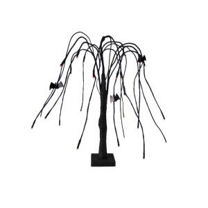 Northlight 24 in. Pre-Lit Battery Operated Black Glitter Halloween Cascading Willow Tree with Bats-32234357 302267596