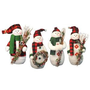 Santa's Workshop 12 in. Plaid Snowmen with Christmas Twigs (Set of 4)-2630 206457039