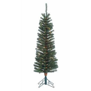 Sterling 5 ft. Pre-Lit Narrow Pencil Fir Artificial Christmas Tree with Clear Lights-5608--50C 206588075