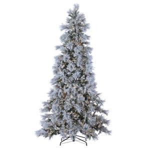 Sterling 9 ft. Indoor Pre-Lit Lightly Flocked Snowbell Pine with 900 Cool White Twinkling Lights and 1647 Tips-5852--90C 300832291