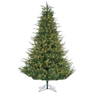 Sterling 9 ft. Pre-Lit Natural Cut Upswept Chesterfield Spruce Artificial Christmas Tree with Power Pole and Clear Lights-6279--90C 206482526