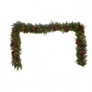 12 ft. Battery Operated Elegant Plaid Artificial Garland with 50 Clear Multi-Function LED Lights-W-R&B-120G 205983406