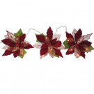 18-Light Battery Operated LED Red 3-Poinsettia Flower Garland-FG02-1R018-A1 202938551