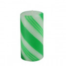 3 in. x 6 in. Scented Green Candy Cane Pillar Candle(12-Box)-9XF69GRZ_12 203725098