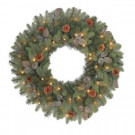 30 in. Greenland Artificial Wreath with 50 Clear Lights-GD26P2534C00 204146916