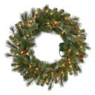 30 in. Pre-Lit B/O LED Alexander Pine Artificial Christmas Wreath x 140 Tips with 50 Warm White Lights-GD26M5311L00 206795382