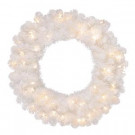 30 in. Pre-Lit LED Glossy White North Hill Wreath x 136 Tips with 50 Plug-In Indoor/Outdoor Warm White Lights-GD26M2O71L01 206795387