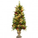 4 ft. Feel-Real Rustic Berry Potted Artificial Christmas Tree with 100 Clear Lights-PECO4-306-40 205983407