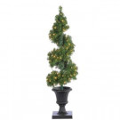 4 ft. Pre-Lit Potted Spiral Artificial Christmas Tree with Round Branch Tips-5214--40C 302452270