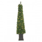 4 ft. Pre-Lit Potted Tower Artificial Christmas Tree with Round Tips-5220--40C 302452265