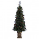 4.5 ft. Pre-lit Incandescent Pot Artificial Christmas Tree with 70 UL Clear Lights-277-PT733845C07 303220731