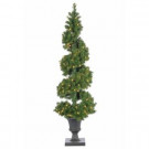5 ft. Pre-Lit Potted Spiral Artificial Christmas Tree with Round Branch Tips-5214--50C 302452271