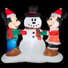 6 ft. W x 3 ft. D x 5 ft. Mickey and Minnie Decorating Snowman Scene-87924X 302848219