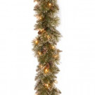 9 ft. Glittery Bristle Pine Garland with Clear Lights-GB3-300-9A-1 300330618