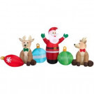 Airblown 107.87 in. W x 50 in. D x 53.15 in. H Inflatable Airblown Santa, Reindeer and Ornaments Collection Scene-10905 301784922