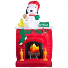 Airblown 49.21 in. W x 25.59 in. D x 83.86 in. H Inflatable Fire and Ice Snoopy on Fireplace Scene-39877 302289765