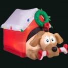 Airblown Holiday 3.7 ft. H x 3.64 ft. W Inflatable Animated Dog with Candy Cane Bone-36867 301785052