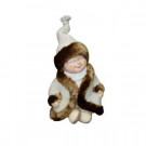 Alpine 19 in. Boy with White/Brown Coat and Hat Sitting Cross Legged-QWR580 206212957