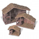 Assorted Solid Wood Nativity Stables with Moss Covered Roofs (Set of 3)-1071340EC 300515374