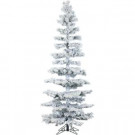 Fraser Hill Farm 7.5 ft. Pre-lit LED Flocked Hillside Slim Pine Artificial Christmas Tree with 350 Clear String Lighting-FFHS075S-5SN 303114721