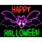 Gemmy 1.5 ft. H x 2 ft. L Light Glo Flashing Flying Bat w/Happy Halloween-73578X 302848192