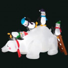 Gemmy 77.95 in. L x 35.04 in. W x 57.09 in. H Inflatable Polar Bear and Penguin-34671X 300060745