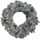 General Foam 24 in. Pre Lit Siberian Artificial Wreath with Clear Lights and Pine Cones-HD-W24922C 203321048