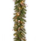 Glittery Mountain Spruce 9 ft. Garland with Clear Lights-GLM1-300-9A-1 300330624