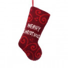 Glitzhome 19 in. Polyester/Acrylic Hooked Christmas Stocking with Merry Christmas-JK29258B 207053499
