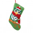 Glitzhome 19 in. Polyester/Acrylic Hooked Christmas Stocking with Owl-JK26185WG 207053503