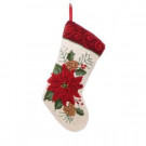 Glitzhome 19 in. Polyester/Acrylic Hooked Christmas Stocking with Poinsettia-JK29260A 207053521