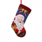 Glitzhome 19 in. Polyester/Acrylic Hooked Christmas Stocking with Santa-JK17546PFSA 207053513