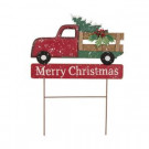 Glitzhome 24.02 in. H Iron/Wooden Christmas Truck Yard Stack-1106004401 303126473