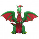 Home Accents Holiday 11 ft. Animated Inflatable Kaleidoscope Dragon with Santa Hat-111187 301685389