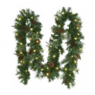 Home Accents Holiday 12 ft. Pre-Lit Syracuse Artificial Christmas Garland with Warm White LED Lights Decorated With Pinecones and Berries-BOWOTHD171B2 301574886