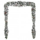 Home Accents Holiday 17 ft. Unlit Snowy Garland with Plated Ball Ornaments, Pinecones and Mistletoe-2404450HDY-4 301685552