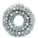 Home Accents Holiday 20 in. Shatterproof Ornament Wreath in Silver-B-175025B 301575150