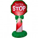 Home Accents Holiday 21.65 in. W x 19.29 in. D x 42.13 in. H Inflatable Airblown-Santa Stop Here Sign-15291 301693978