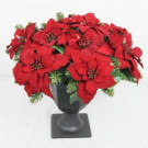 Home Accents Holiday 22 in. Battery Operated Artificial Poinsettia Topiary with 35 Clear LED Lights-BOWOTHD180B 205982761
