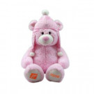 Home Accents Holiday 22 in. Heritage Pink Plush Bear with Snowflake Hat-C160662B 206973491