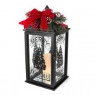 Home Accents Holiday 23 in. H Black Wooden Lantern with Resin LED Timer Candle-43615HD 206954474