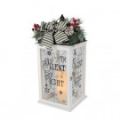 Home Accents Holiday 23 in. H White Wooden Lantern with Resin LED Timer Candle-43613HD 206954301