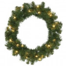 Home Accents Holiday 24 in. Pre-Lit Kingston Artificial Christmas Wreath with Clear Lights-GD20M2X36C02 301574756