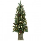 Home Accents Holiday 4 ft. Pine potted tree with white berries and pine cones-NN0117 - 0051 301782017