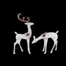 Home Accents Holiday 48 in. LED Lighted White Glitter PVC Deer and 27 in. LED Lighted White Glitter PVC Doe-TY220+221-1611 206954273